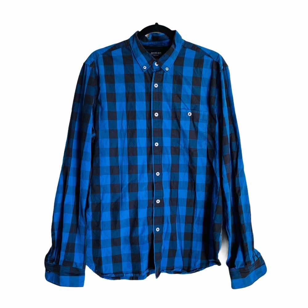 Cactus Man Slim Fit Blue Plaid Button Front Shirt